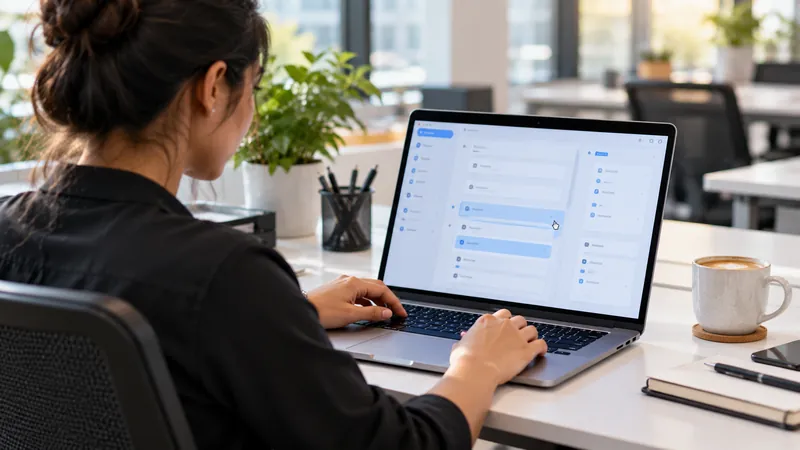 Business user configuring custom ERP form fields on a laptop